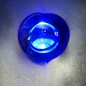 COBALT BLUE MCM Vintage Blown Glass Art Paperweight Heart Figurine 2.25"